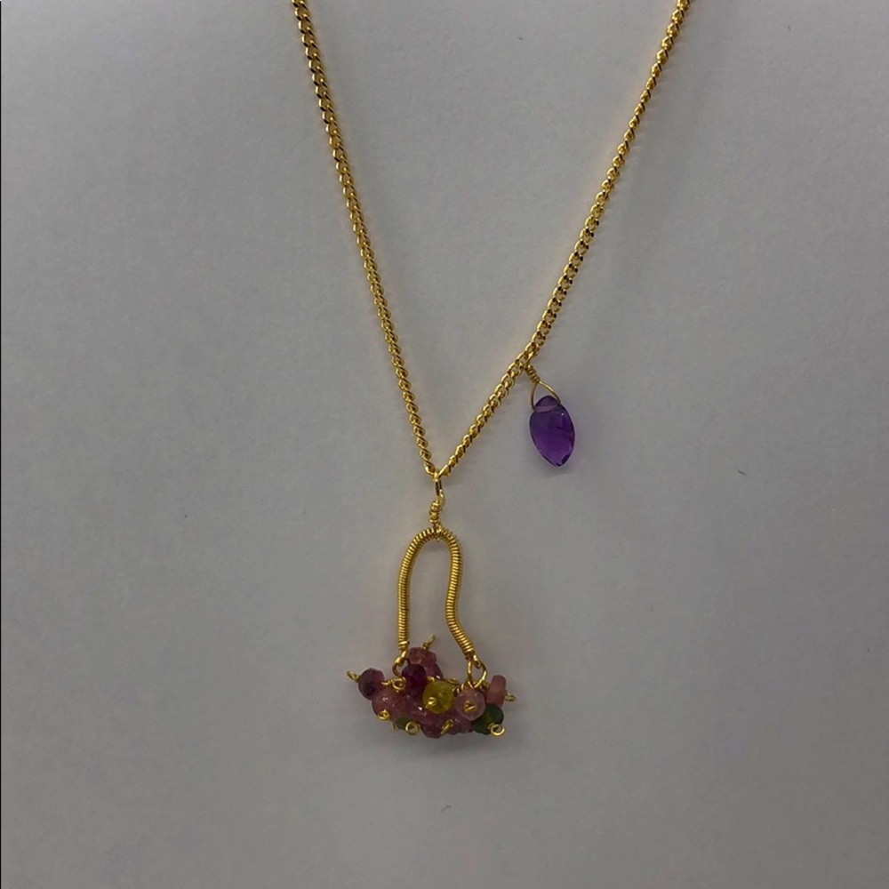 Heart and semi precious stones necklace